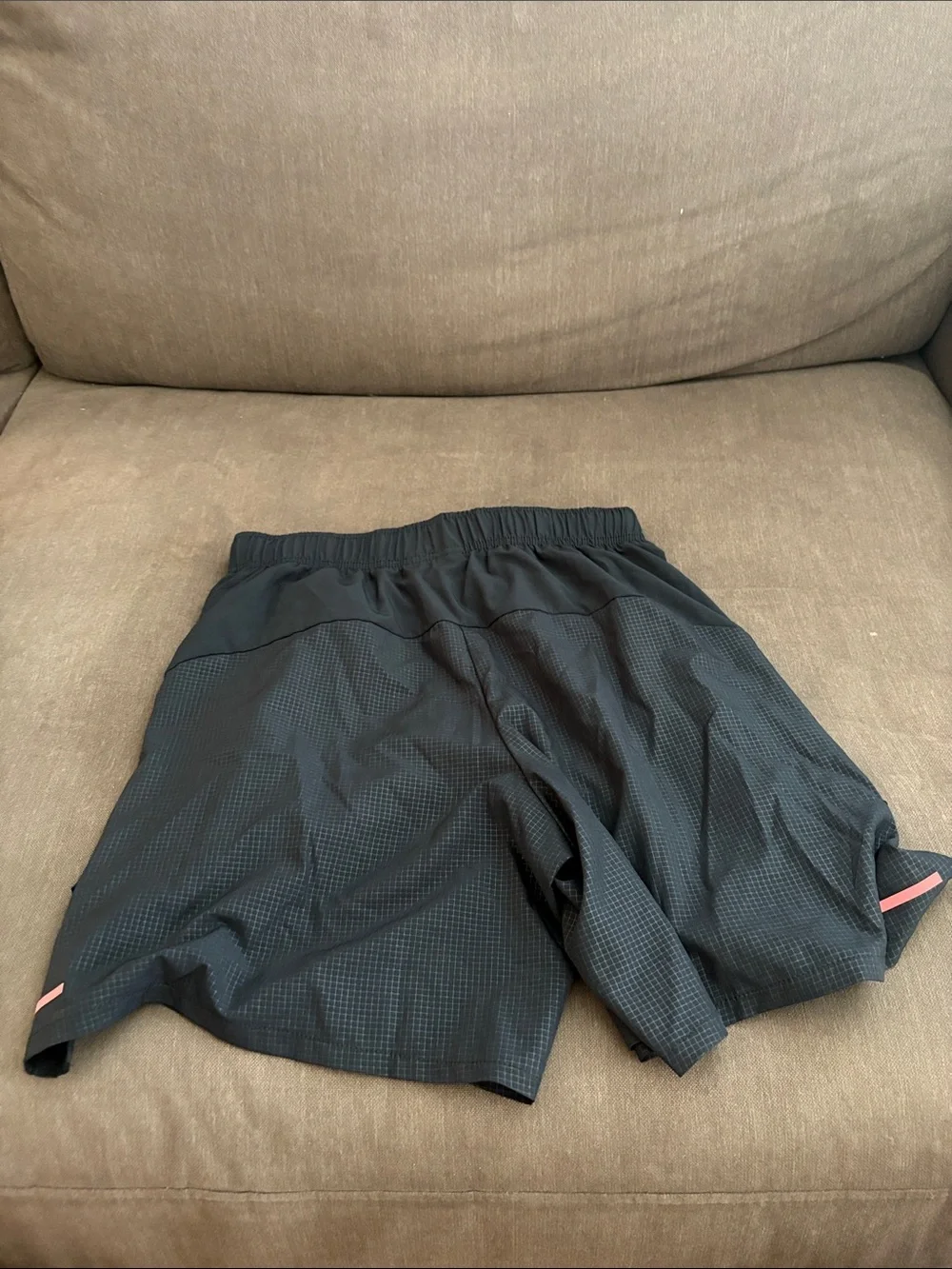 Men's Black Athletic Shorts with Coral Drawstring